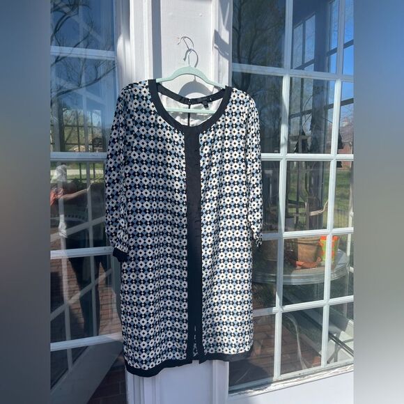 J Crew Geometric Diamond Tile Silk Shift Dress NWT - Picture 11 of 14